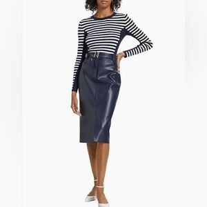 🌟 Elie Tahari Kris Belted Faux Leather Skirt, Peacoat Blue (4)